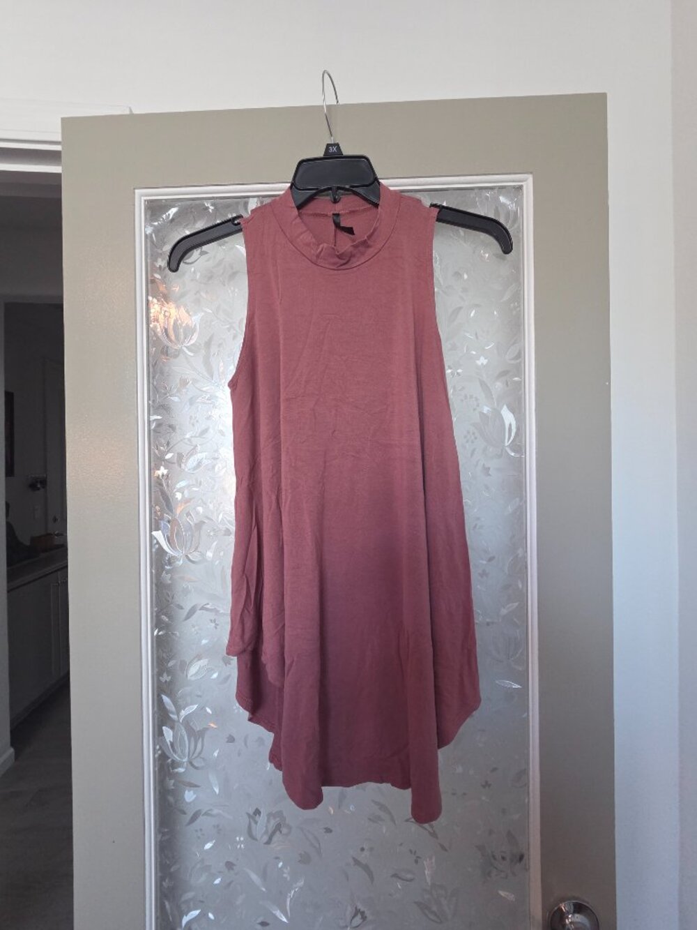 Rose Pink Solid Long Flowy Tank T-Shirt Tunic - Size Large - Picture 3 of 11